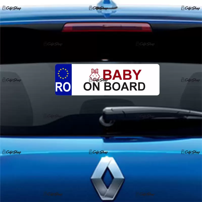 Baby on board girl, indicator masina, dimensiune 200x60 mm